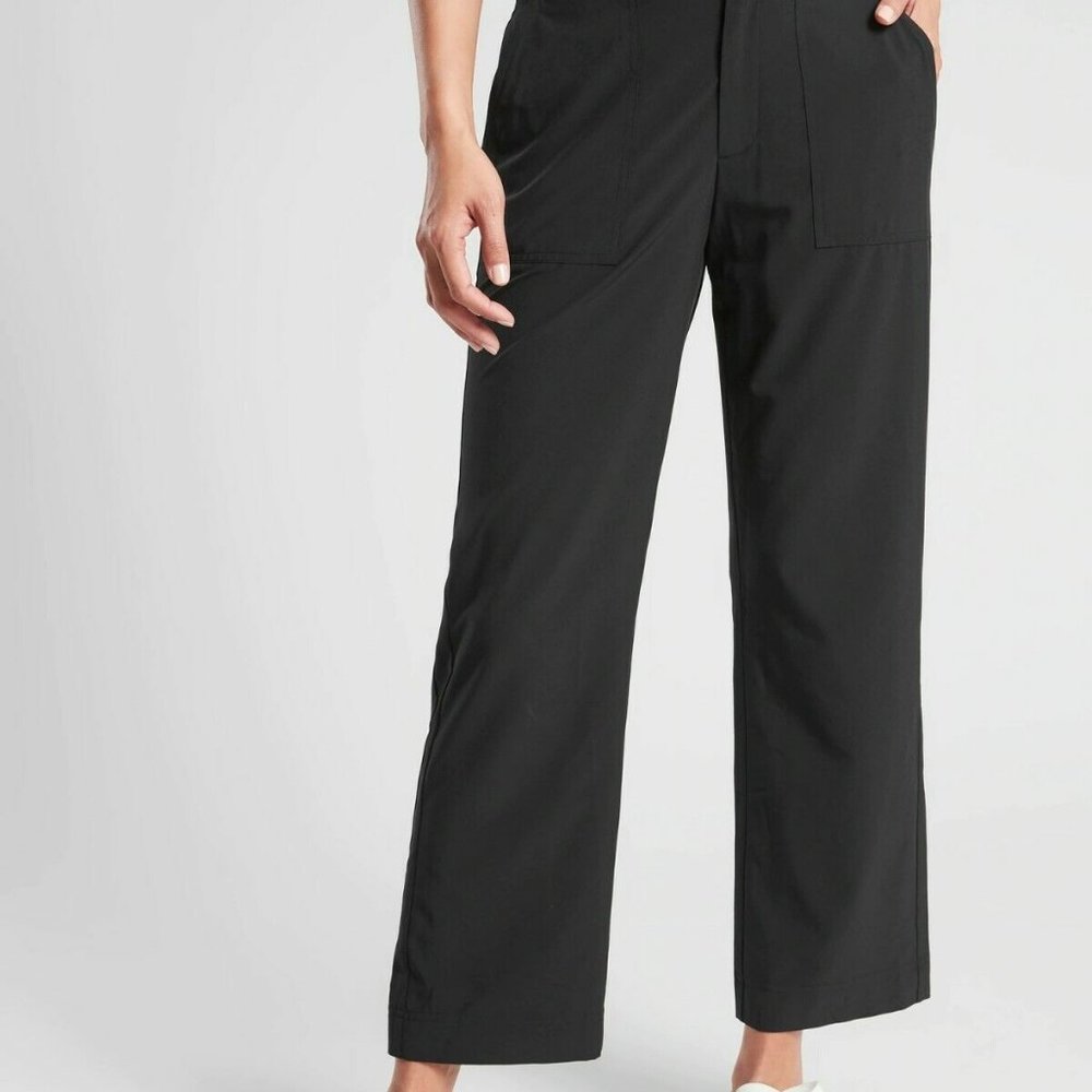 Athleta Black Cropped Wide-Leg Pants